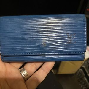 Blue epi leather 4 rings key cles
